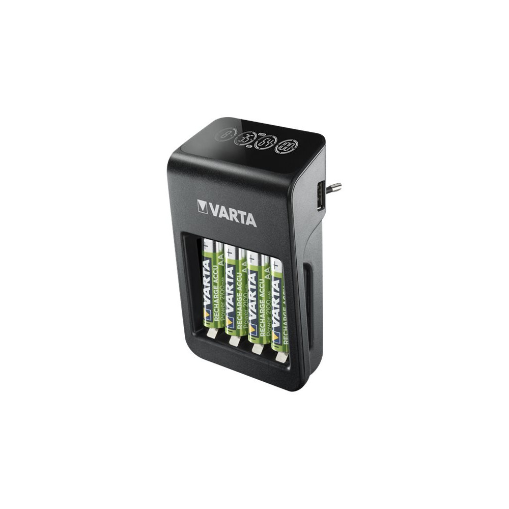 Produktbild för Varta LCD Plug Charger+ batteriladdare/strömadapter - 4 x AA-typ - NiMH - USB