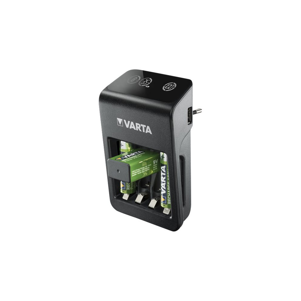 Produktbild för Varta LCD Plug Charger+ batteriladdare/strömadapter - 4 x AA-typ - NiMH - USB