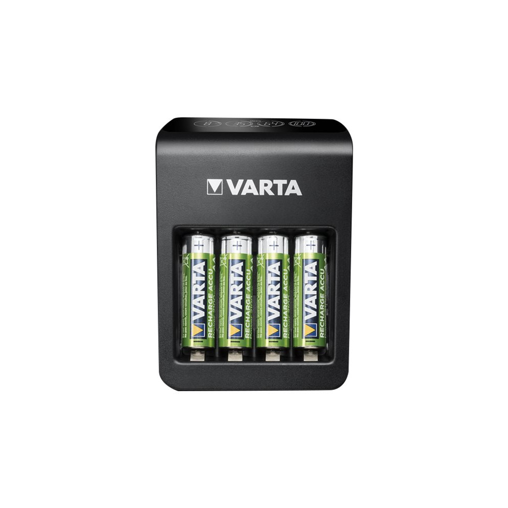 Produktbild för Varta LCD Plug Charger+ batteriladdare/strömadapter - 4 x AA-typ - NiMH - USB