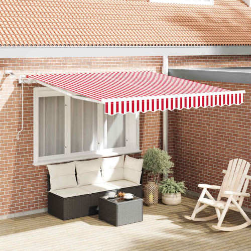vidaXL Utdragbar markis Röd och Vit 300 x 250 cm Polyester