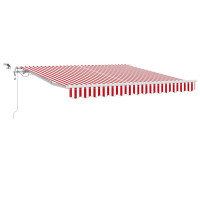 Produktbild för Utdragbar markis Röd och Vit 300 x 250 cm Polyester