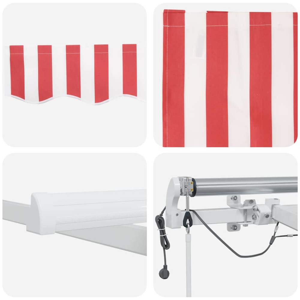 Produktbild för Utdragbar markis Röd och Vit 300 x 250 cm Polyester