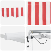 Produktbild för Utdragbar markis Röd och Vit 300 x 250 cm Polyester