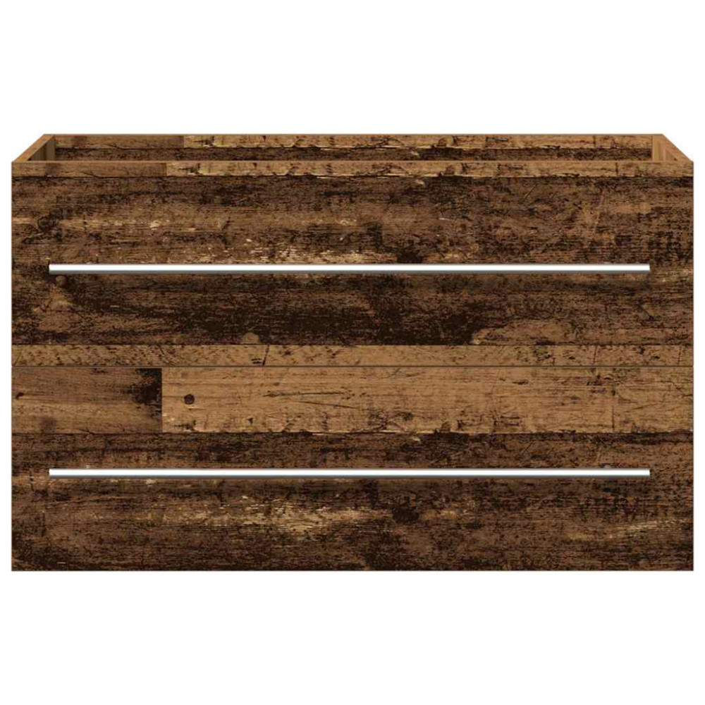 Produktbild för Badrumsskåp med handfat med låda Gammalt trä 80 x 38,5 x 48 cm