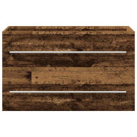 Produktbild för Badrumsskåp med handfat med låda Gammalt trä 80 x 38,5 x 48 cm