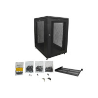 Produktbild för StarTech.com 19-tums 18U-serverskåp - 4 stolpar - Nätverksutrustningsrack med justerbart djup (5 till 76 cm) och hjul/kabelhantering/hylla/1U-hylla/låsluckor - rack - 18U