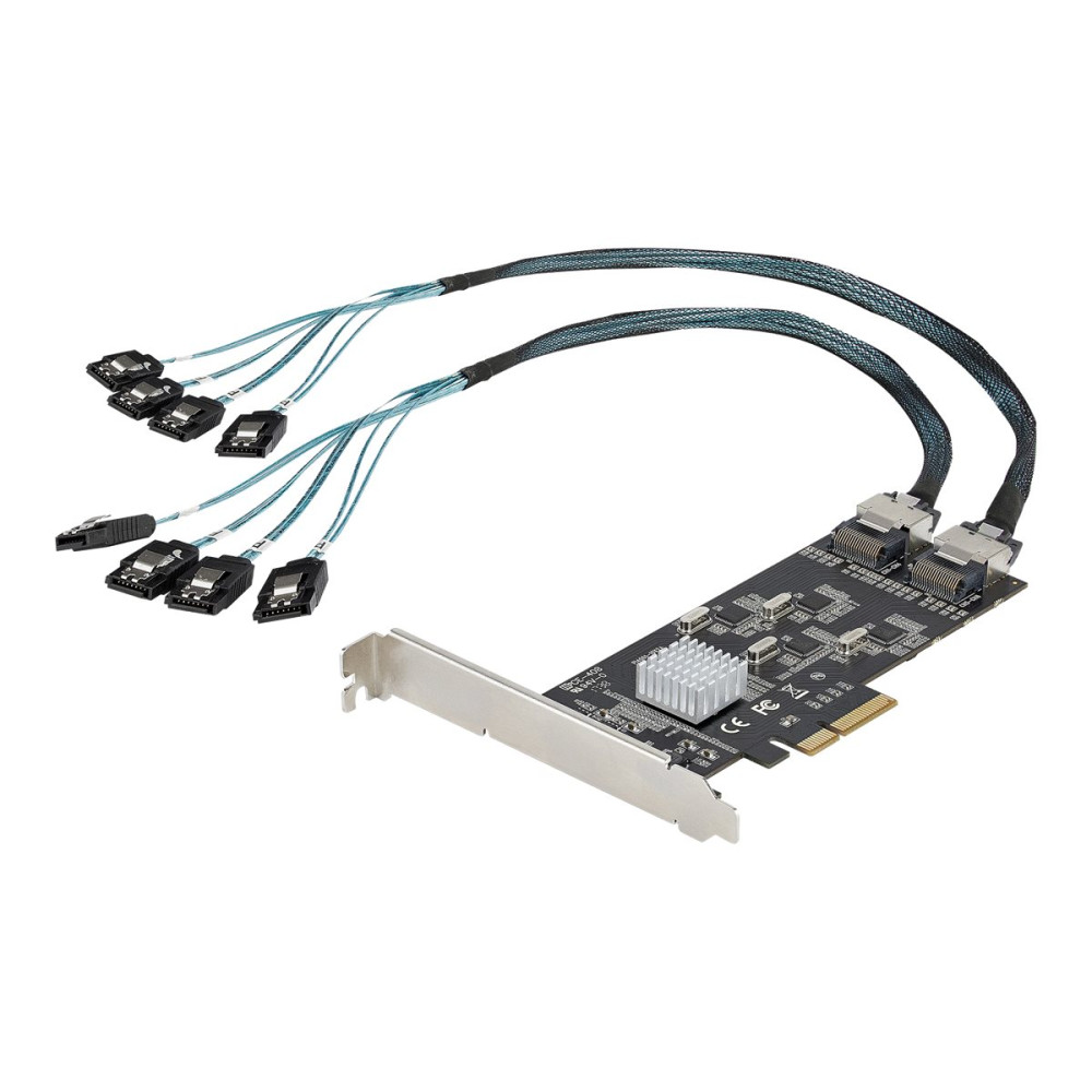 Produktbild för StarTech.com 8-ports SATA PCIe-kort - PCI Express 6 Gbps SATA Expansion-kortadapter med 4 värdkontroller - SATA PCIe-kontrollerkort - PCI-e x4 Gen 2 till SATA III - SATA HDD/SSD - kontrollerkort - SATA 6Gb/s / SAS 6Gb/s - PCIe 2.0 x4
