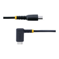 Produktbild för StarTech 6in (15cm) USB C Charging Cable Right Angle, 60W PD 3A, Heavy Duty Fast Charge USB-C Cable, USB 2.0 Type-C, Durable and Rugged Aramid Fiber, S20/iPad/Pixel - High Quality USB Charging Cord (R2CCR-15C-USB-CABLE) - USB typ C-kabel - USB-C till USB-