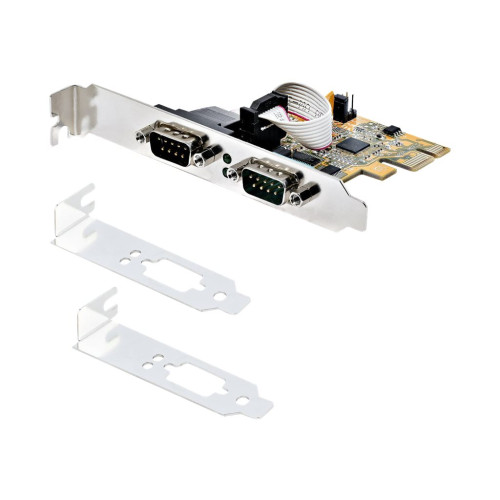 StarTech.com Startech 2-Port PCI Express Serial Card, Dual Port PCIe to RS232 (DB9) Serial Interface Card, 16C1050 UART, Standard or Low Profile Brackets, COM Retention, For Windows & Linux - PCIe to Dual DB9 Card (21050-PC-SERIAL-LP) - seriell adapter - PCIe 2.0 - RS