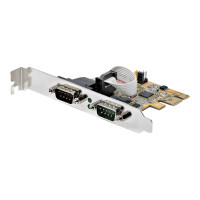 Produktbild för Startech 2-Port PCI Express Serial Card, Dual Port PCIe to RS232 (DB9) Serial Interface Card, 16C1050 UART, Standard or Low Profile Brackets, COM Retention, For Windows & Linux - PCIe to Dual DB9 Card (21050-PC-SERIAL-LP) - seriell adapter - PCIe 2.0 - RS