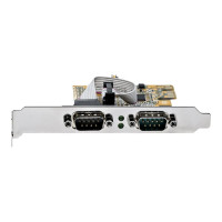 Produktbild för Startech 2-Port PCI Express Serial Card, Dual Port PCIe to RS232 (DB9) Serial Interface Card, 16C1050 UART, Standard or Low Profile Brackets, COM Retention, For Windows & Linux - PCIe to Dual DB9 Card (21050-PC-SERIAL-LP) - seriell adapter - PCIe 2.0 - RS