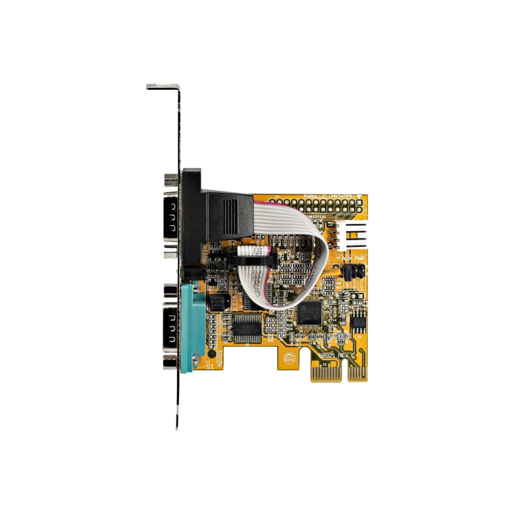 Produktbild för Startech 2-Port PCI Express Serial Card, Dual Port PCIe to RS232 (DB9) Serial Interface Card, 16C1050 UART, Standard or Low Profile Brackets, COM Retention, For Windows & Linux - PCIe to Dual DB9 Card (21050-PC-SERIAL-LP) - seriell adapter - PCIe 2.0 - RS
