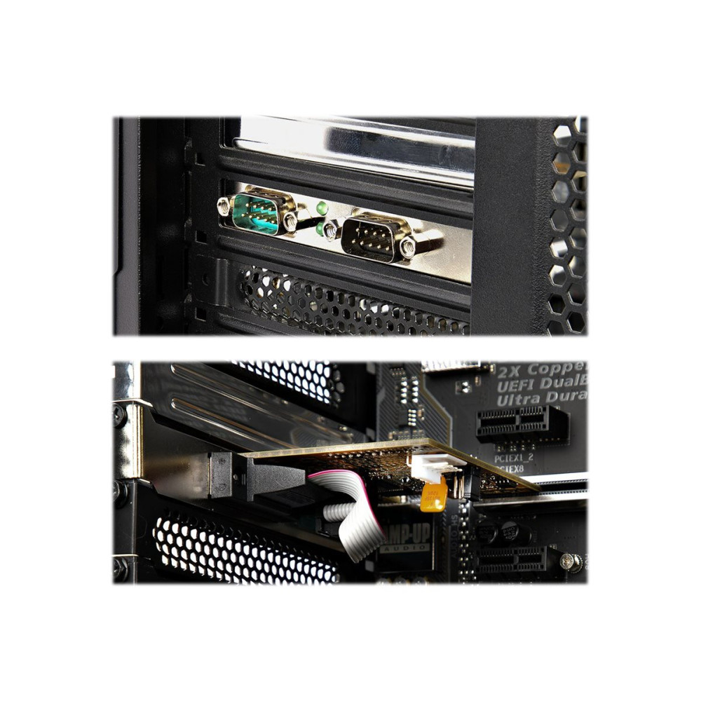 Produktbild för Startech 2-Port PCI Express Serial Card, Dual Port PCIe to RS232 (DB9) Serial Interface Card, 16C1050 UART, Standard or Low Profile Brackets, COM Retention, For Windows & Linux - PCIe to Dual DB9 Card (21050-PC-SERIAL-LP) - seriell adapter - PCIe 2.0 - RS