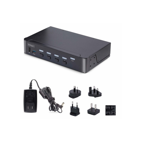 StarTech.com StarTech.com 4-Port DisplayPort 1.4 KVM Switch, 8K 60Hz / 4K 144Hz, 2x USB 3.0 Ports, 4x USB 2.0 Ports, Hotkey Switching, TAA Compliant (D86A2-4-PORT-8K-KVM) - omkopplare för tangentbord/video/mus/ljud/USB - 4 portar - TAA-kompatibel