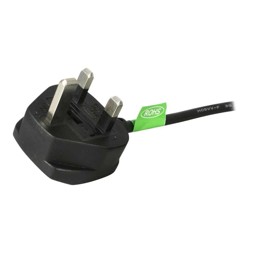 Produktbild för StarTech.com 6ft (1.8m) UK Computer Power Cable, 18AWG, BS 1363 to C13 Power Cord, 10A 250V, Black Replacement AC Power Cord, Monitor Power Cable, BS 1363 to IEC 60320 C13 Kettle Lead - PC Power Supply Cable - strömkabel - power IEC 60320 C13 till BS 1363