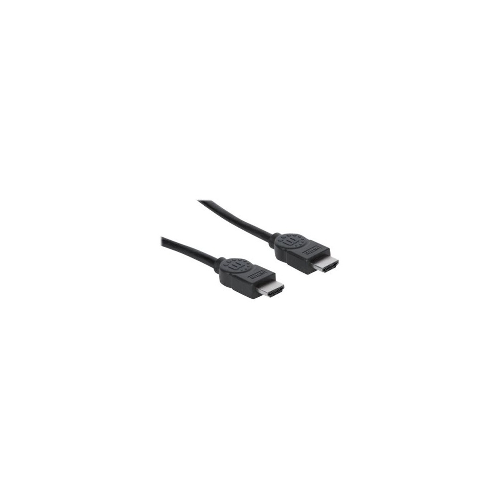 Produktbild för Manhattan HDMI Cable, 1080p@60Hz (High Speed), 10m, Male to Male, Black, Fully Shielded, Gold Plated Contacts, Lifetime Warranty, Polybag - HDMI-kabel - 10 m