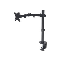 Produktbild för Manhattan TV & Monitor Mount, Desk, Full Motion, 1 screen, Screen Sizes: 10-27", Black, Clamp Assembly, VESA 75x75 to 100x100mm, Max 8kg, Lifetime Warranty monteringssats - för LCD-display - svart