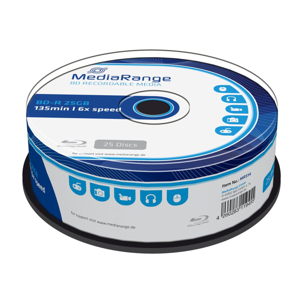 Produktbild för MediaRange - BD-R x 25 - 25 GB - lagringsmedier