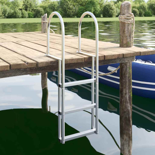 vidaXL 3-stegs bryggstege Silver 45 x 11,5 x 134 cm Aluminium
