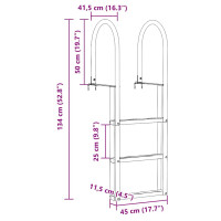 Produktbild för 3-stegs bryggstege Silver 45 x 11,5 x 134 cm Aluminium