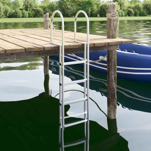 vidaXL 4-stegs bryggstege Silver 45 ×11,5 ×162 cm Aluminium