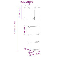 Produktbild för 4-stegs bryggstege Silver 45 ×11,5 ×162 cm Aluminium