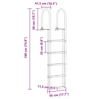 Produktbild för 5-stegs bryggstege Silver 45 ×11,5 ×190 cm Aluminium