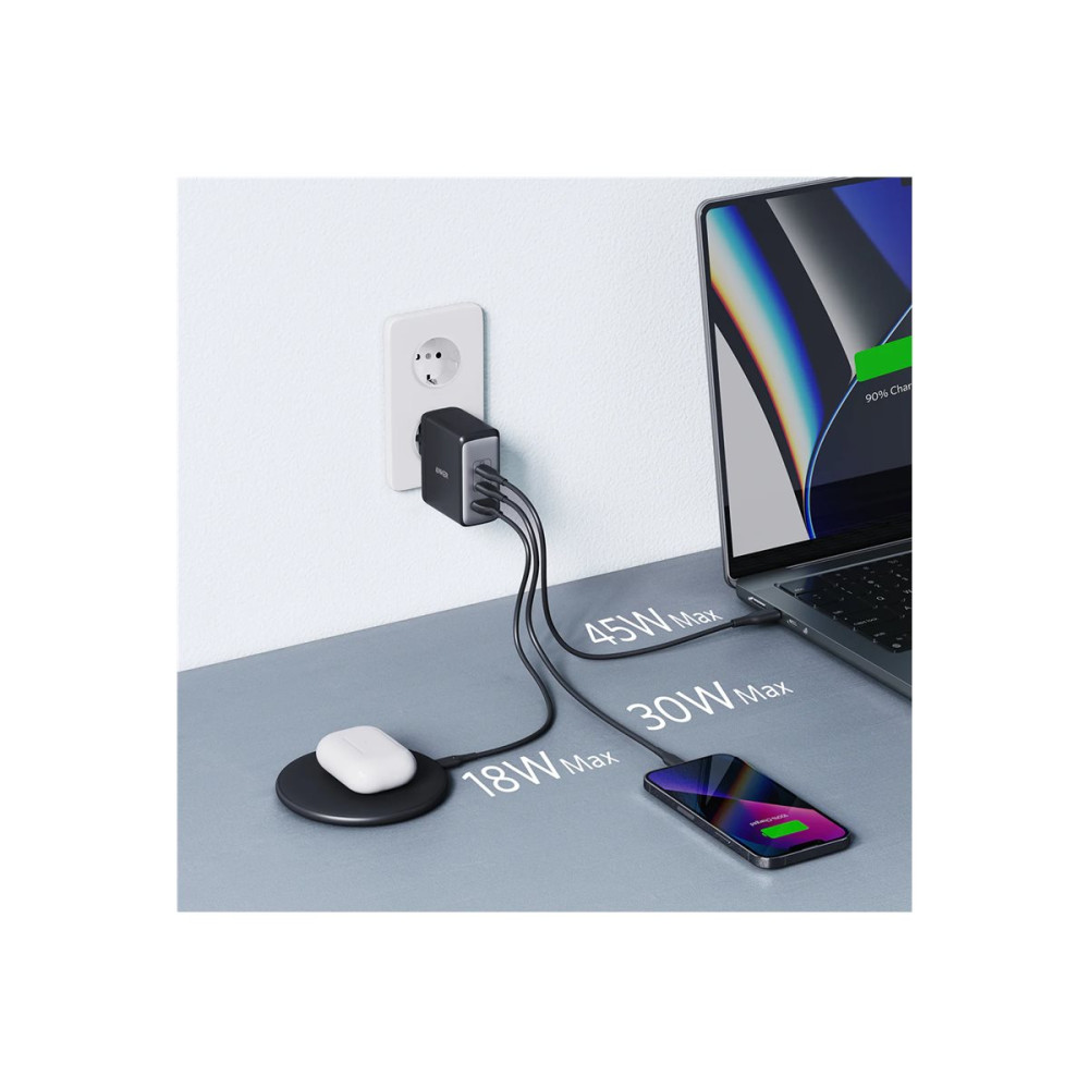Produktbild för Anker 736 (Nano II) strömadapter - USB, 2 x USB-C - 100 watt