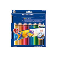 Produktbild för STAEDTLER Noris Club aquarell - färgpenna - svart, röd, grön, ljusblå, gul, orange, magenta, ljusorange, grå, olivgrön, koboltblå, vit, persika, delftfajansblå, bränt orangebrun, karminröd, ljusgul, mörkt malvafärgad, pilgrön, vinröd, cyan, van dyke-brun,