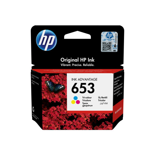 Hewlett-Packard HP 653 - färg (cyan, magenta, gul) - original - Ink Advantage - bläckpatron