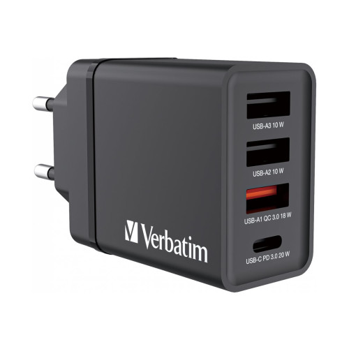 VERBATIM Verbatim strömadapter - USB-C, 3 x USB typ A - 30 Watt