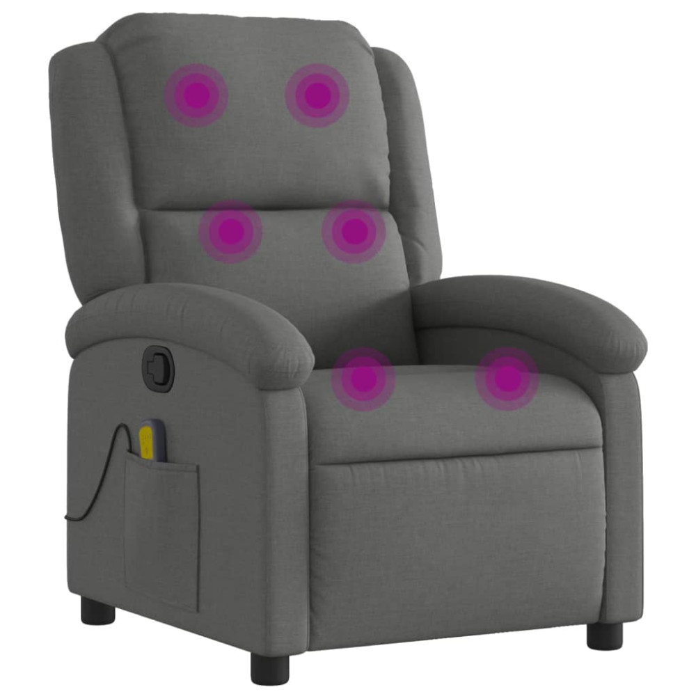 Produktbild för Massagefåtölj mörkgrå tyg