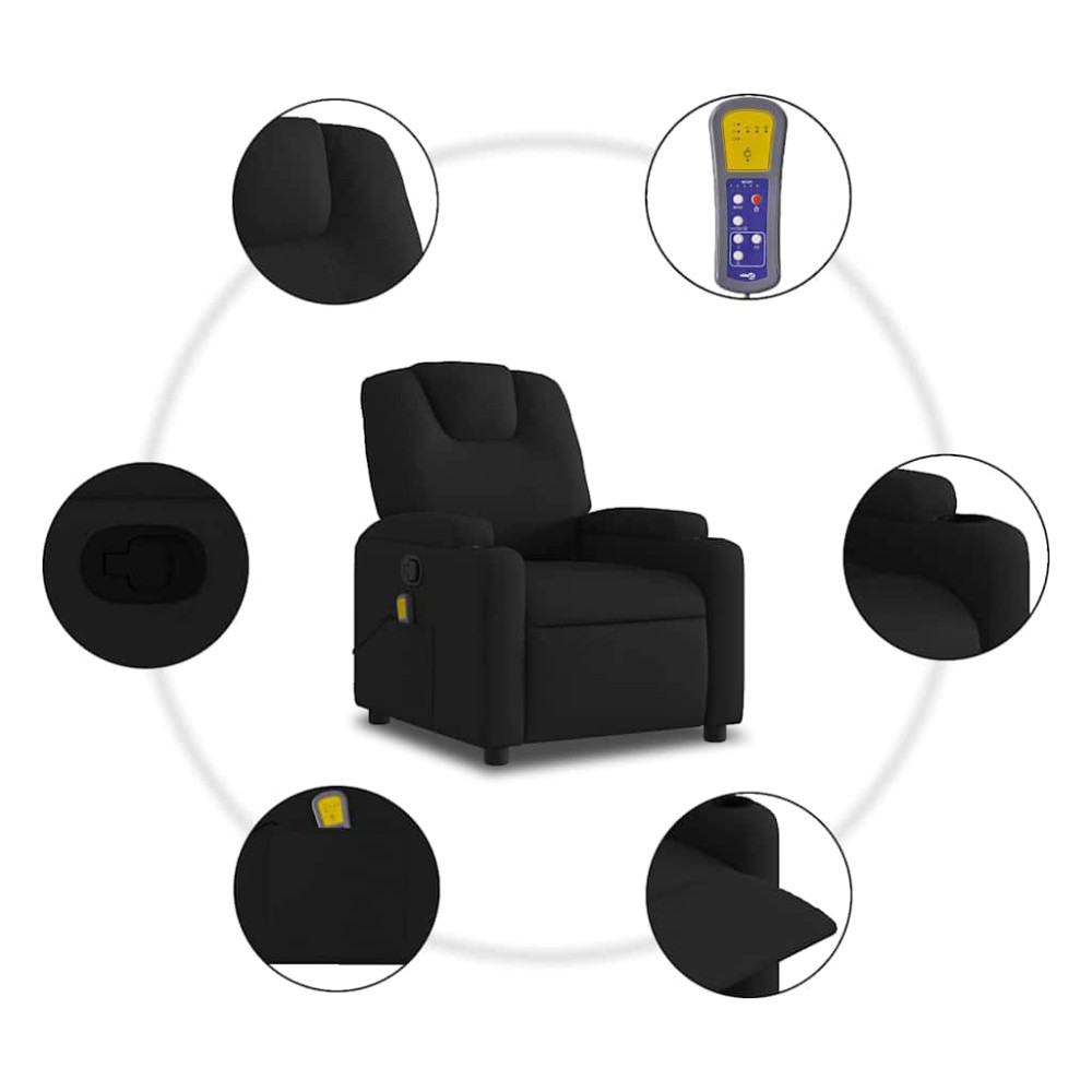 Produktbild för Massagefåtölj svart tyg