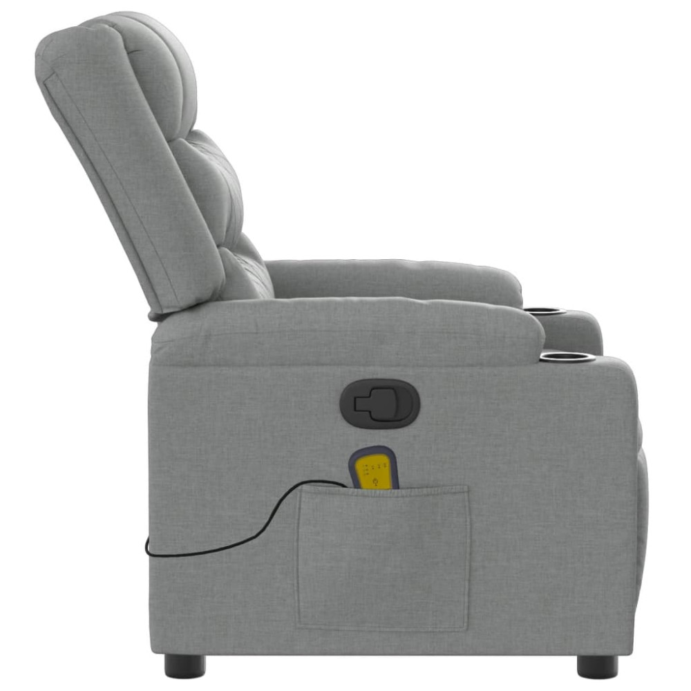 Produktbild för Massagefåtölj ljusgrå tyg