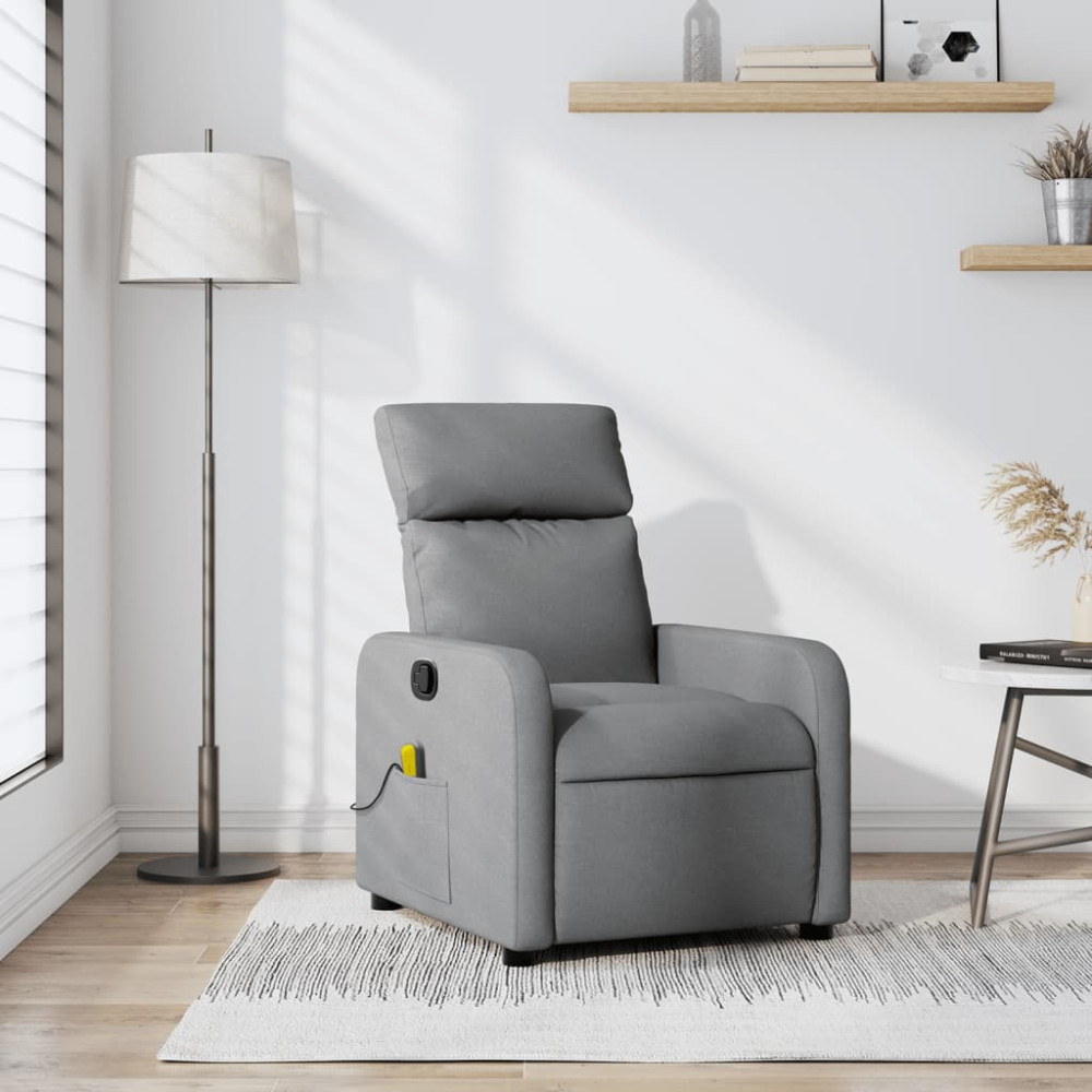 Produktbild för Massagefåtölj ljusgrå tyg