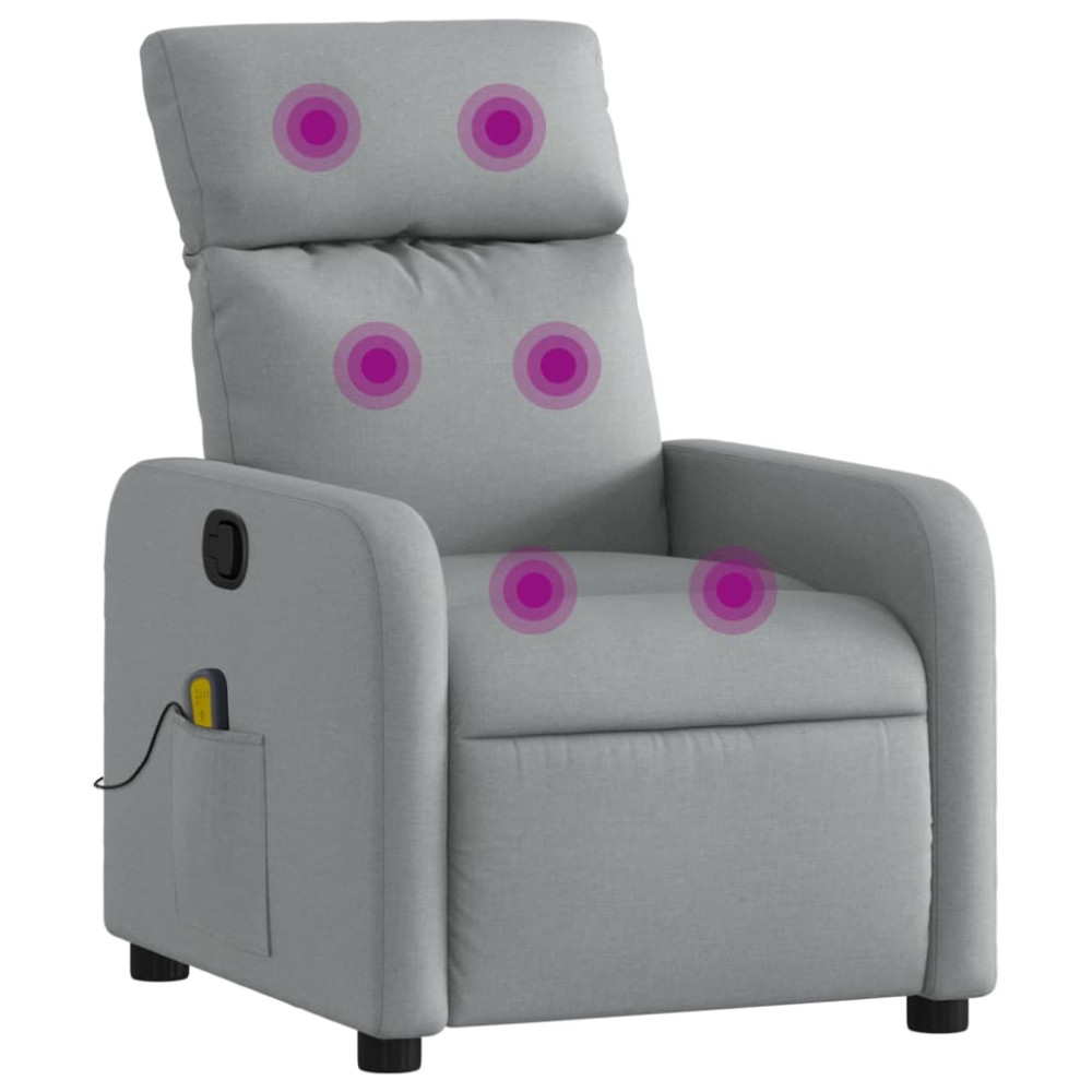Produktbild för Massagefåtölj ljusgrå tyg