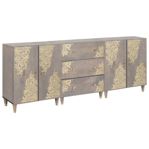 vidaXL Badrumsskåpsset med låda 3 pcs Grå och Guld 180 x 33 x 75 cm