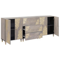 Produktbild för Badrumsskåpsset med låda 3 pcs Grå och Guld 180 x 33 x 75 cm