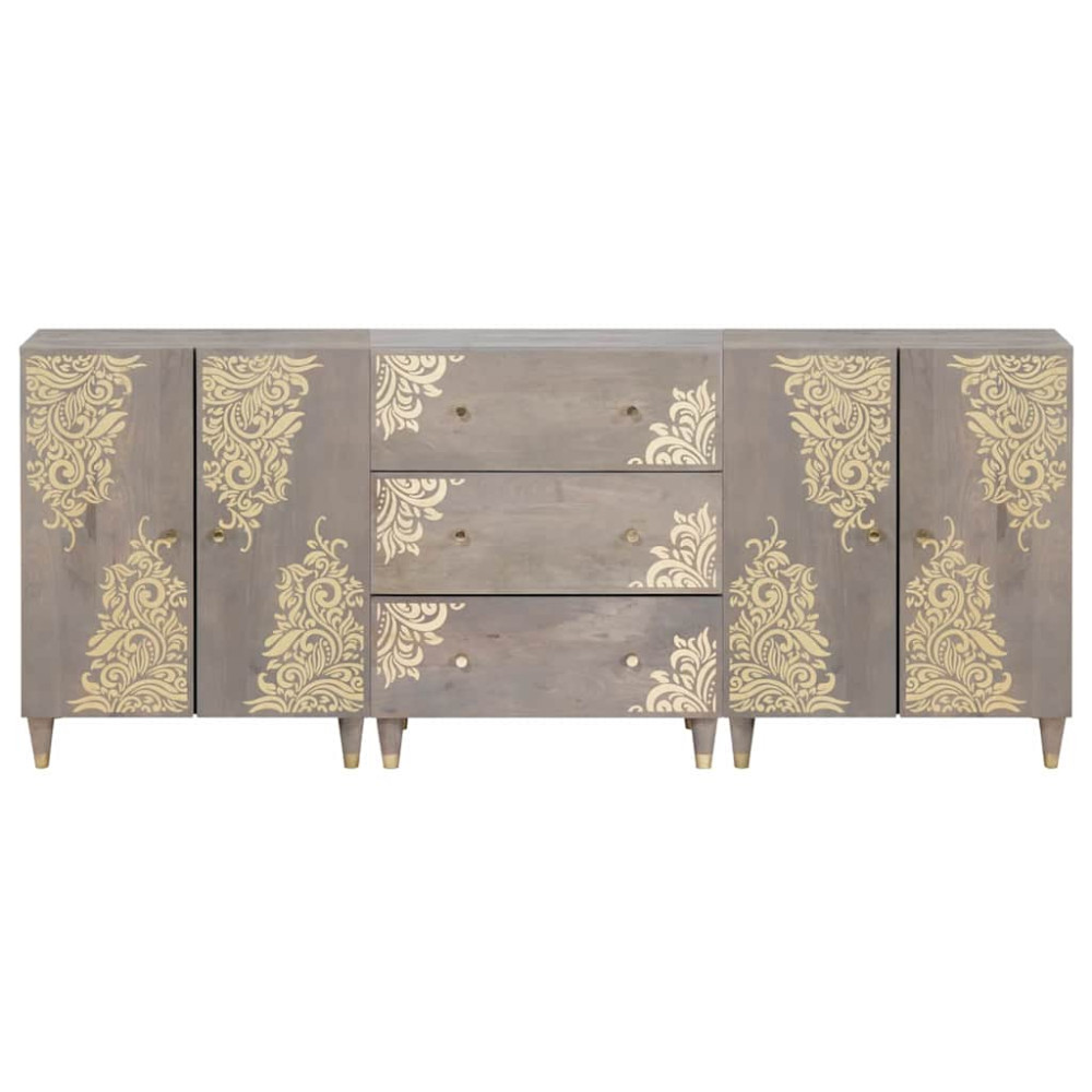 Produktbild för Badrumsskåpsset med låda 3 pcs Grå och Guld 180 x 33 x 75 cm