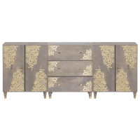 Produktbild för Badrumsskåpsset med låda 3 pcs Grå och Guld 180 x 33 x 75 cm