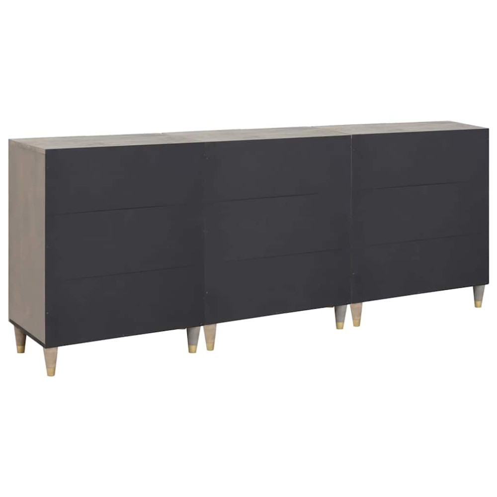 Produktbild för Badrumsskåpsset med låda 3 pcs Grå och Guld 180 x 33 x 75 cm
