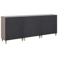 Produktbild för Badrumsskåpsset med låda 3 pcs Grå och Guld 180 x 33 x 75 cm