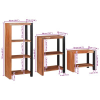 Produktbild för Hyllsystem 3 pcs Brun 50 x 30 x 110 cm Massivt Akaciaträ