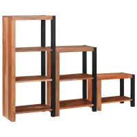 Produktbild för Hyllsystem 3 pcs Brun 50 x 30 x 110 cm Massivt Akaciaträ