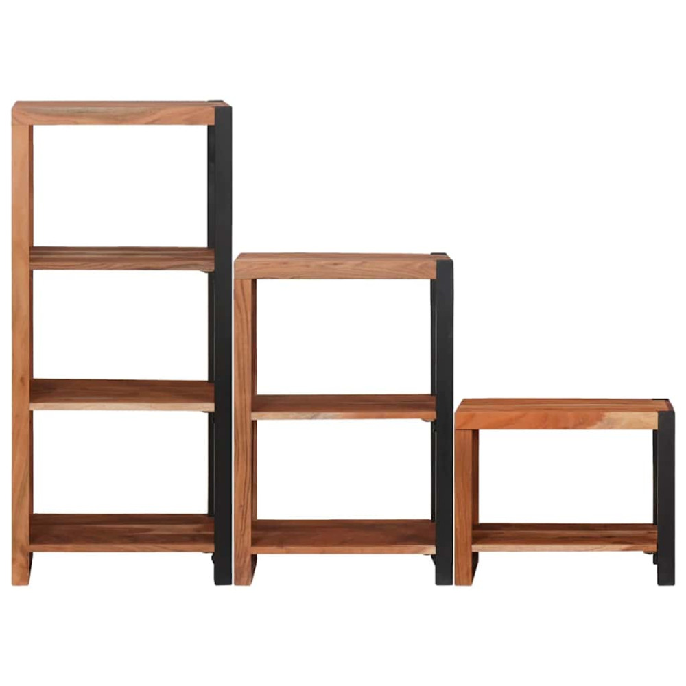 Produktbild för Hyllsystem 3 pcs Brun 50 x 30 x 110 cm Massivt Akaciaträ