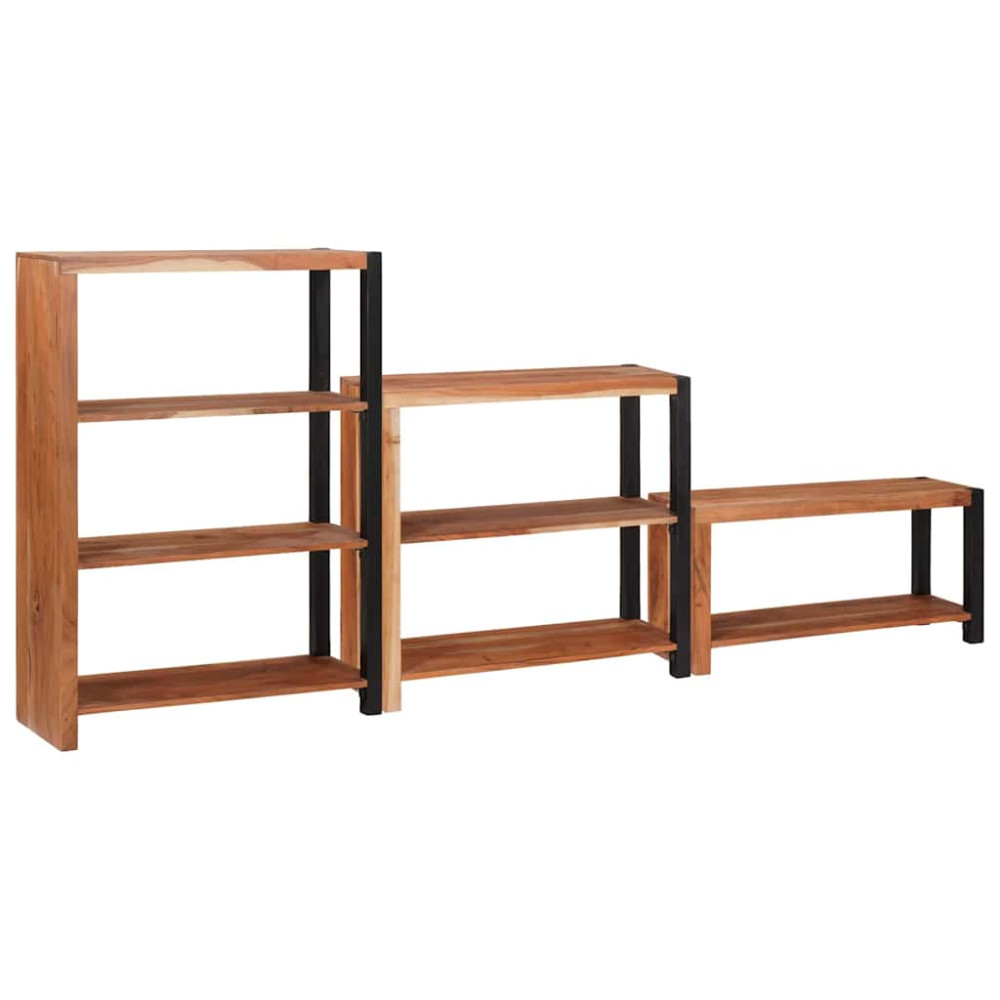 Produktbild för Hyllsystem 3 pcs Brun 80 x 30 x 110 cm Massivt Akaciaträ