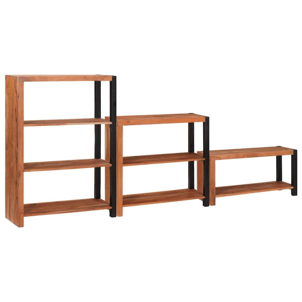 Produktbild för Hyllsystem 3 pcs Brun 80 x 30 x 110 cm Massivt Akaciaträ