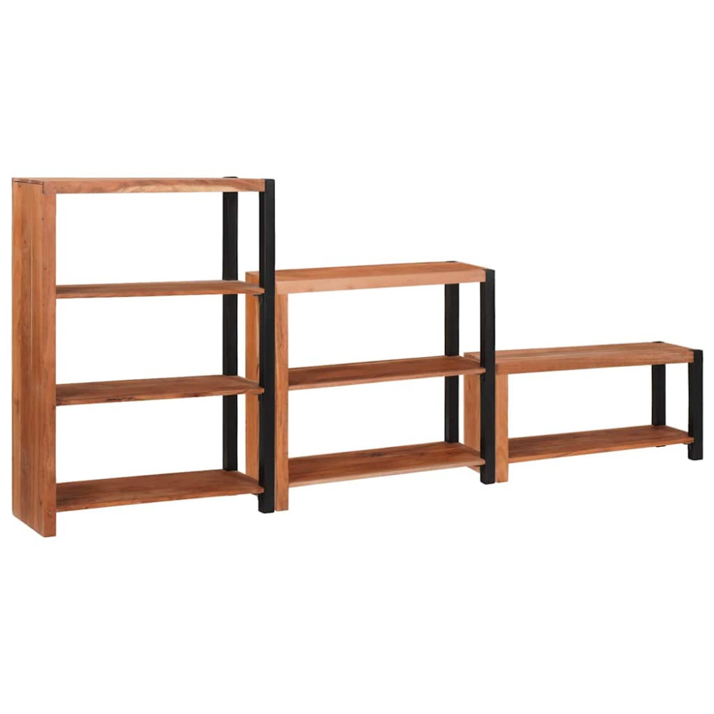 Produktbild för Hyllsystem 3 pcs Brun 80 x 30 x 110 cm Massivt Akaciaträ