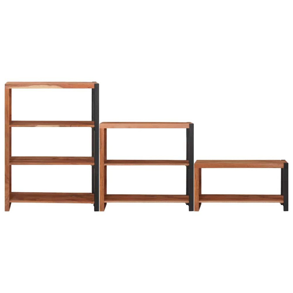 Produktbild för Hyllsystem 3 pcs Brun 80 x 30 x 110 cm Massivt Akaciaträ