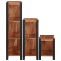 Produktbild för Hyllsystem 3 pcs Brun 80 x 30 x 110 cm Massivt Akaciaträ